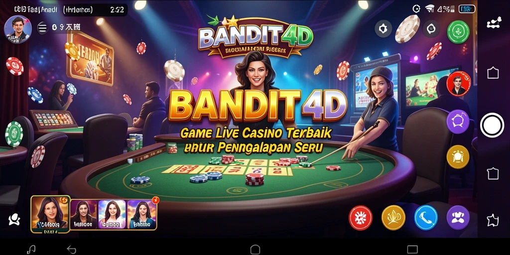 Screenshot BANDIT4D yang menunjukkan dealer langsung dalam permainan Live Casino.