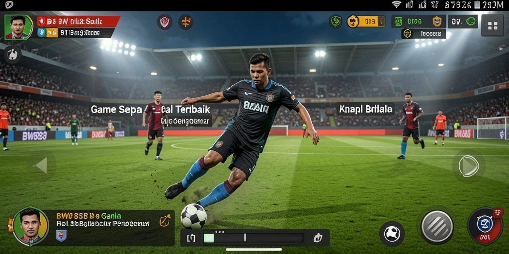 Tampilan gameplay BW888 dengan aksi seru di lapangan sepak bola.