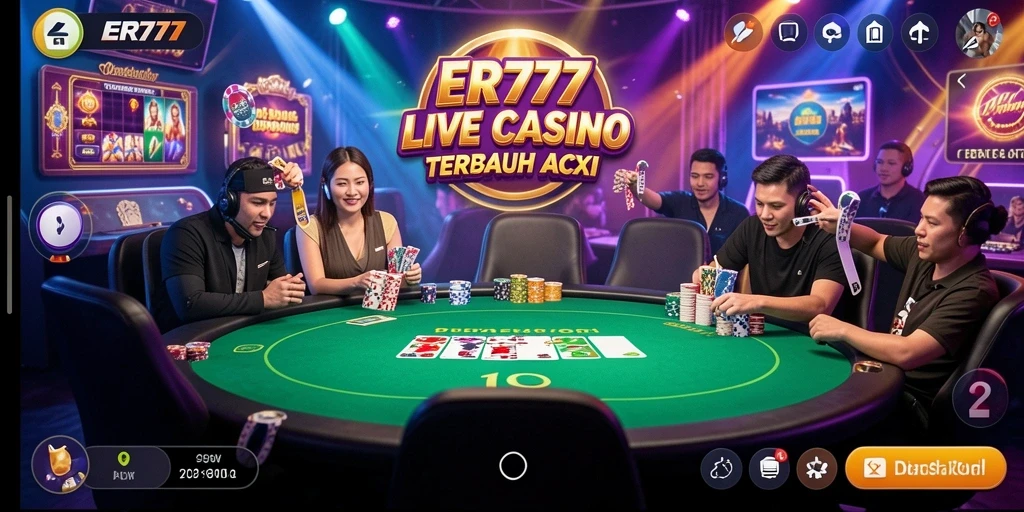 Gameplay seru ER777 dengan dealer langsung dan interaksi nyata.