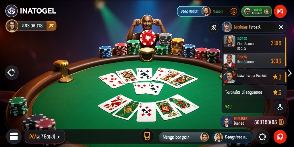 Screenshot gameplay INATOGEL menampilkan aksi seru permainan poker.