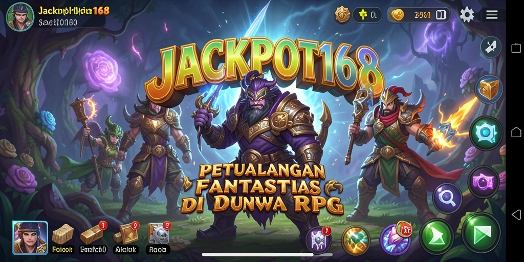 Tangkapan layar utama JACKPOT168 menampilkan aksi pertarungan epik di dunia RPG.
