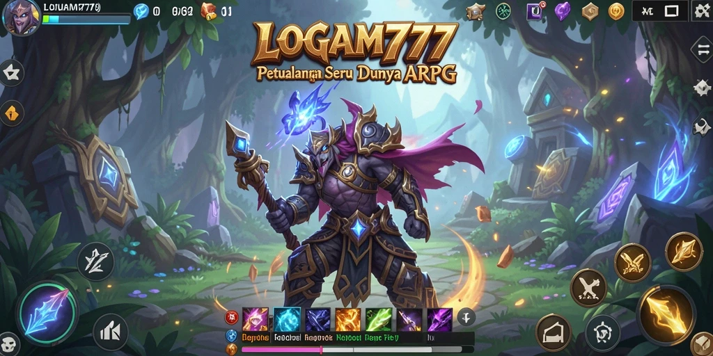 Tampilan aksi pertarungan epik dalam permainan ARPG LOGAM777.