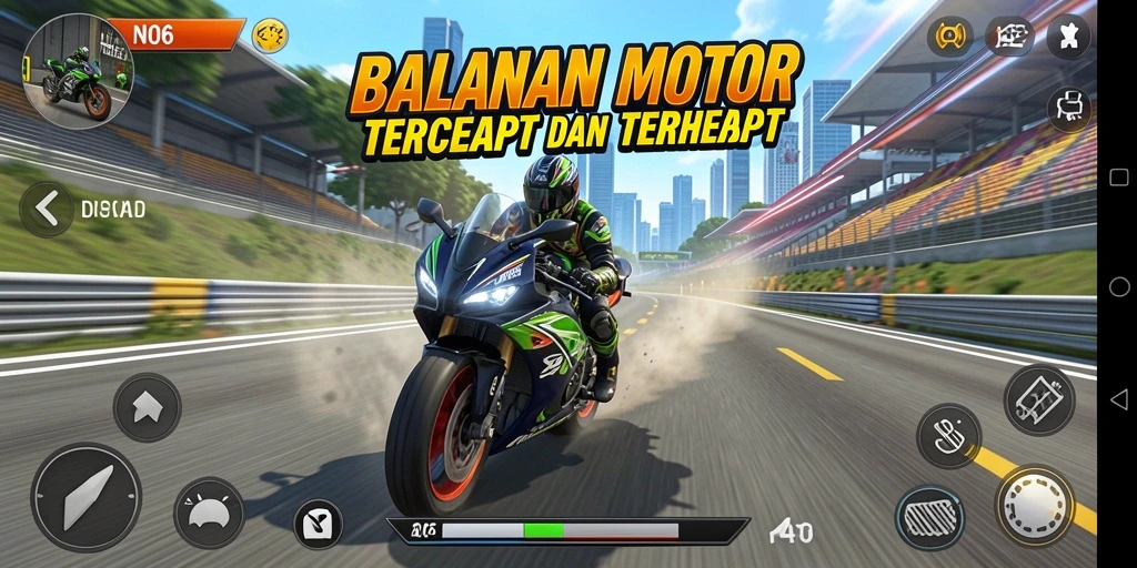 Tampilan menakjubkan dari gameplay balap motor yang mendebarkan.