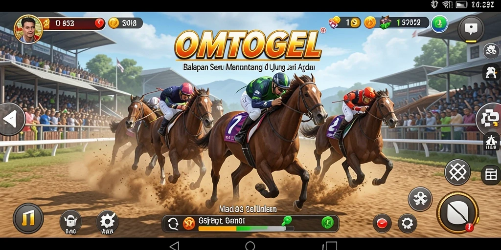 Tampilan gameplay OMTOGEL yang menegangkan dan seru dalam balapan.