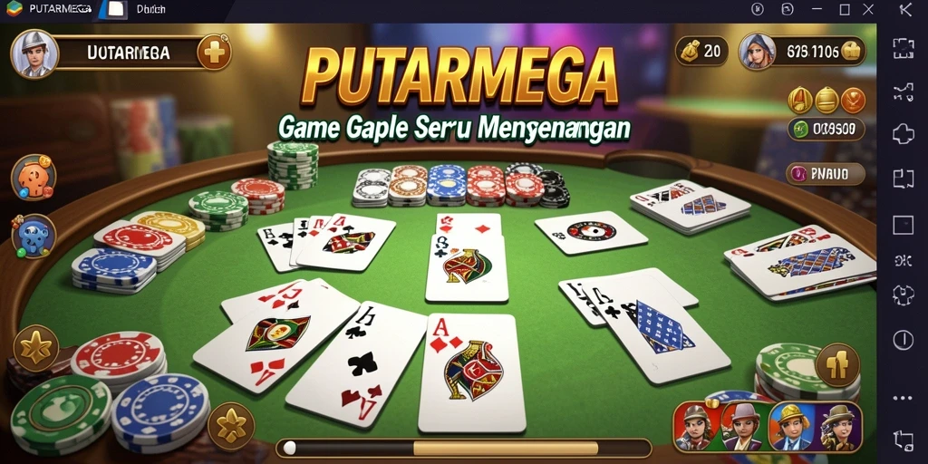 Screenshot utama PUTARMEGA menampilkan antarmuka permainan Gaple yang menarik.