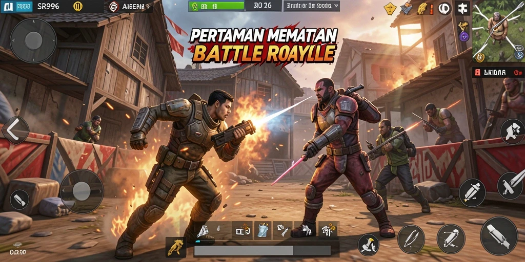 Tangkapan layar menampilkan gameplay intens SR996 dalam pertempuran Battle Royale.