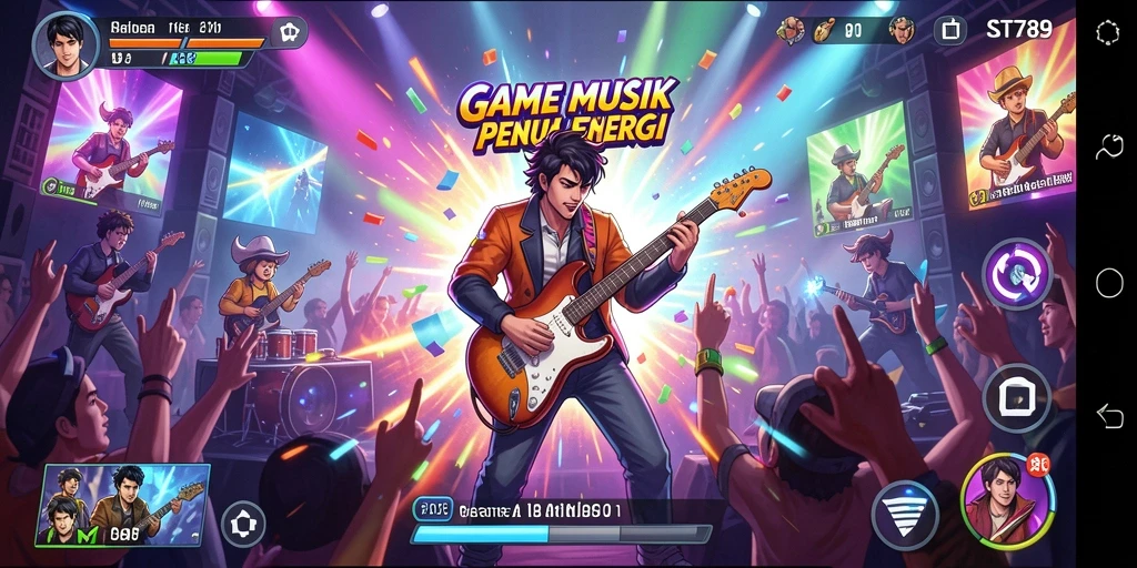 Tampilan screenshot ST789 menunjukkan pemain menikmati gameplay musik seru.